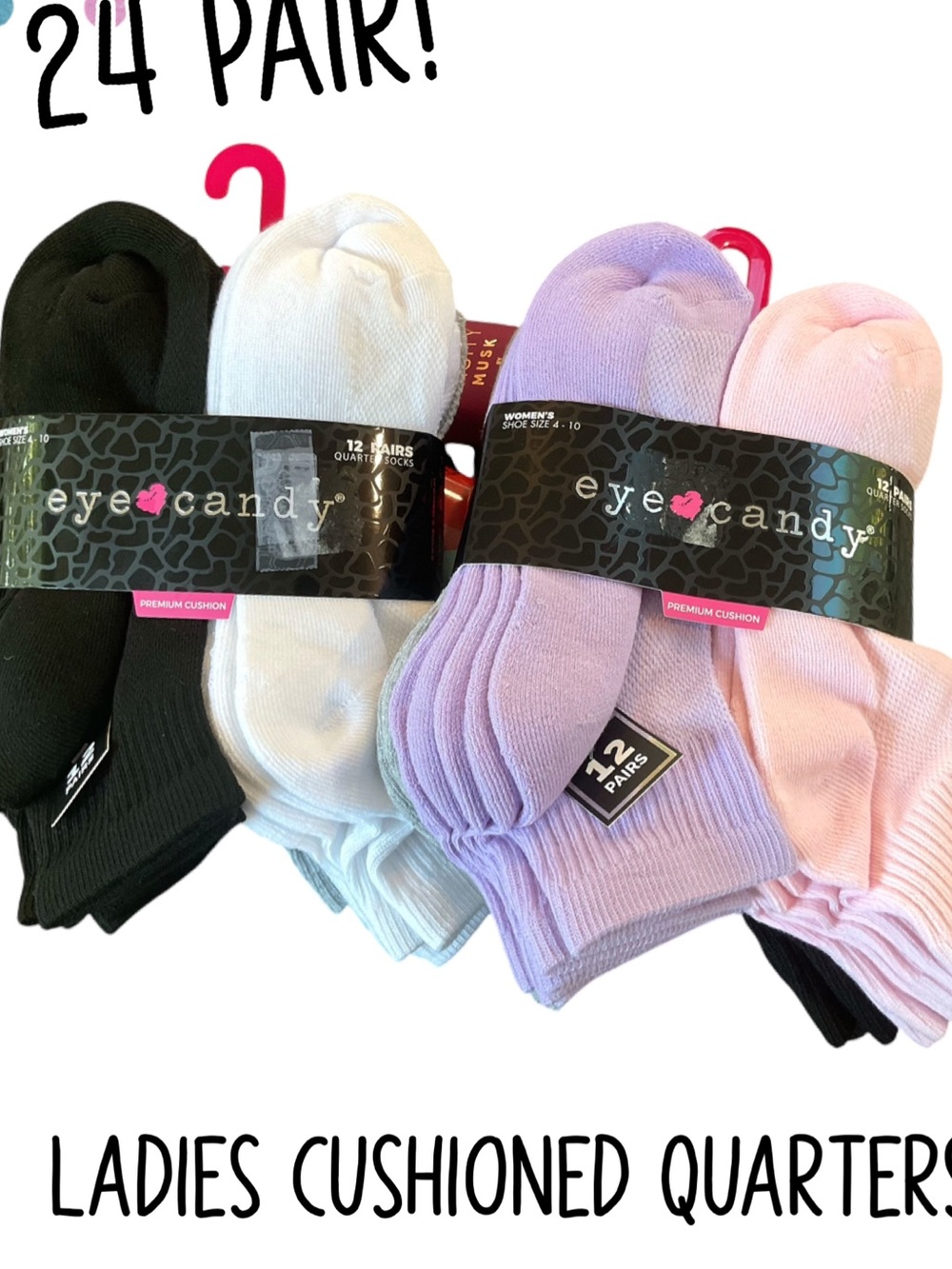 🌸24 Pair Ladies Cushioned Quarter Socks